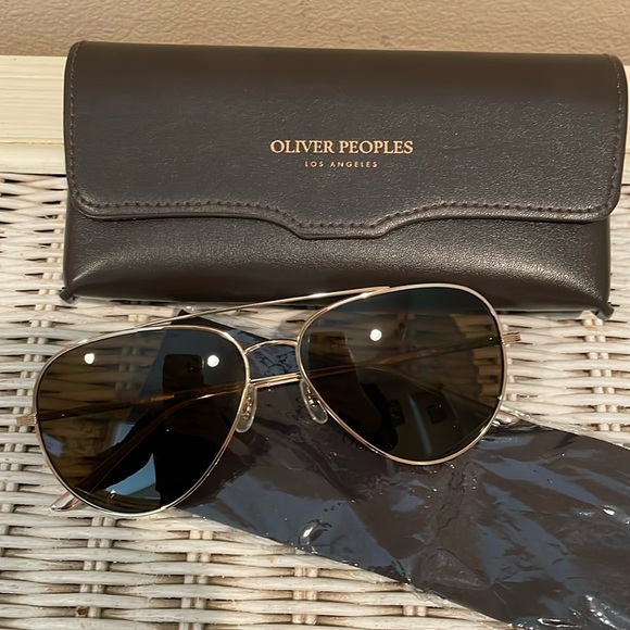 Oliver Peoples Black Aviator Sunglasses